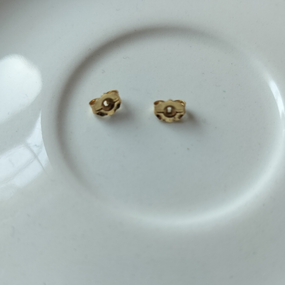 10k Solid Yellow Gold Back Earrings - image 1